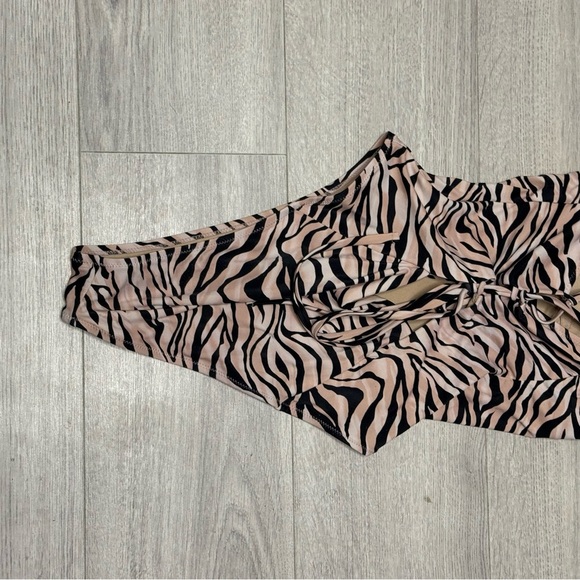 Shade & Shore Zebra Print High Hip Cut Swimsuit w/ laced back - Picture 6 of 11